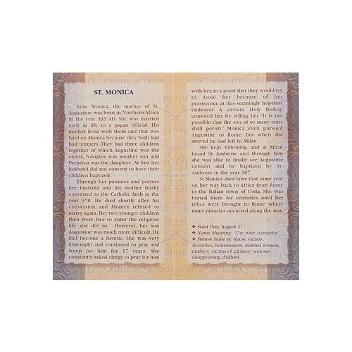 St. Monica - Mini Lives of the Saints Folded Prayer Card