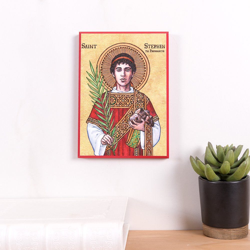 St. Stephen Modern Icon Plaque - 5" x 7"