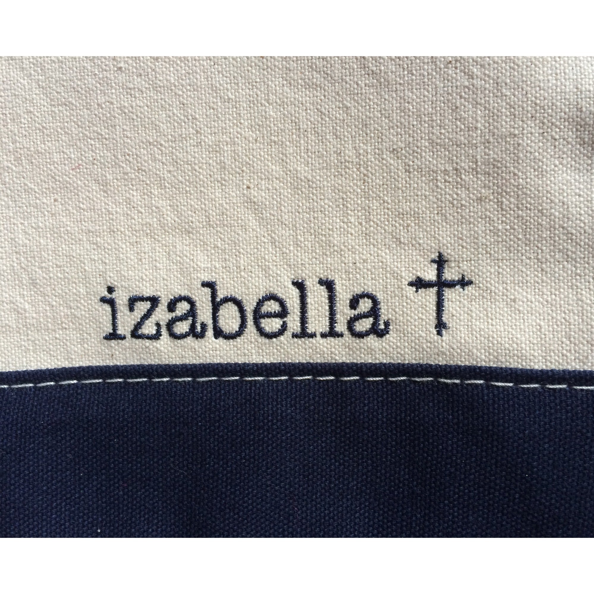 Personalized Natural & Navy Cross Zip Pouch