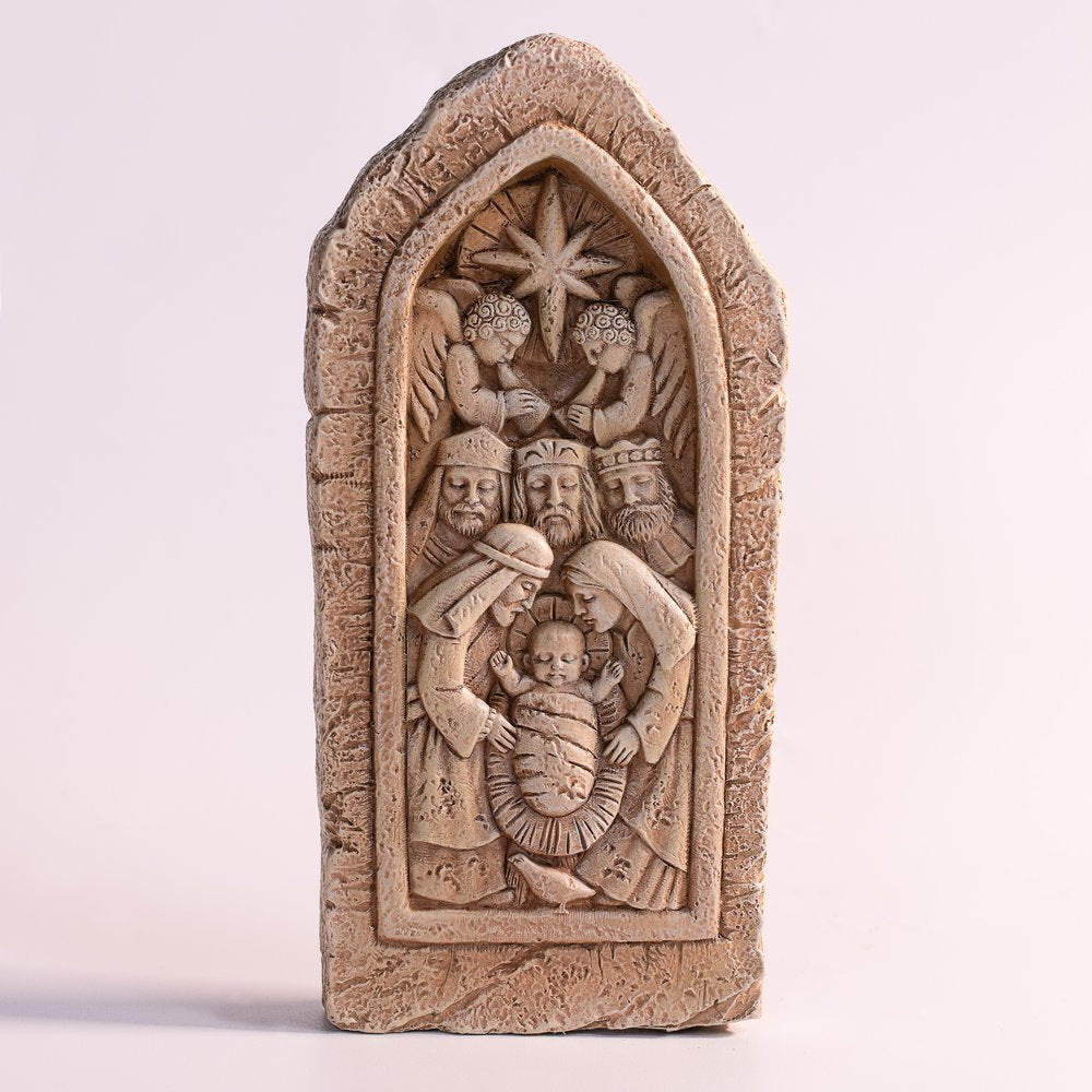 Nativity Carving Wall Plaque - 8.25"