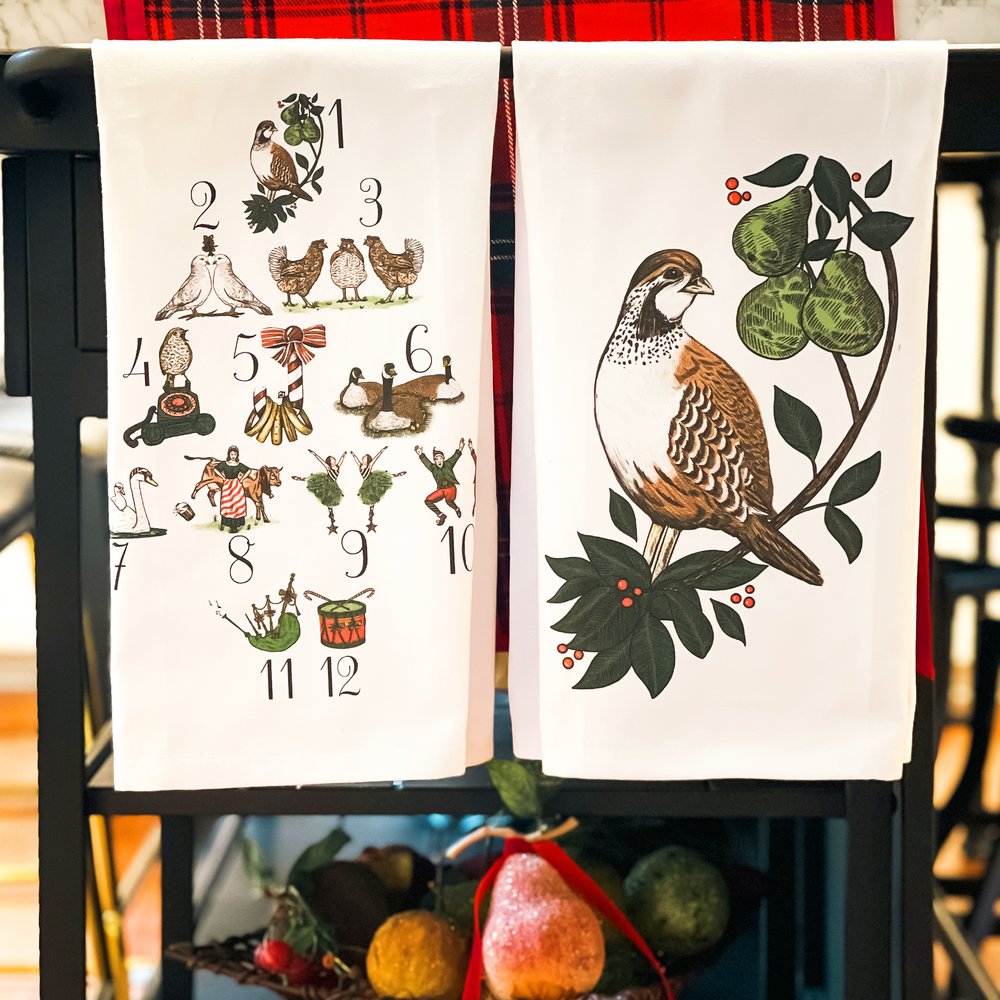 Set of Twelve Days of Christmas Dish Towels - 2 Towels