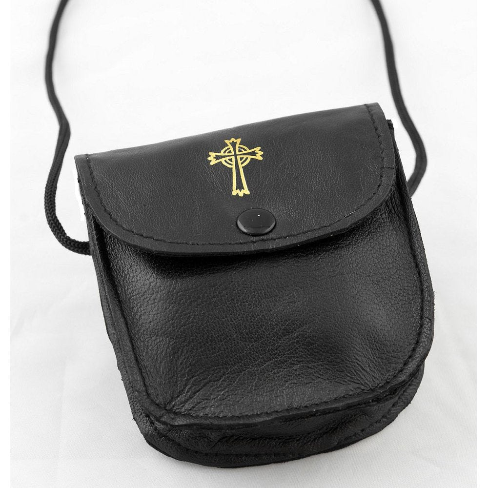 Medium Black Sheepskin Leather Burse with 30" Strap