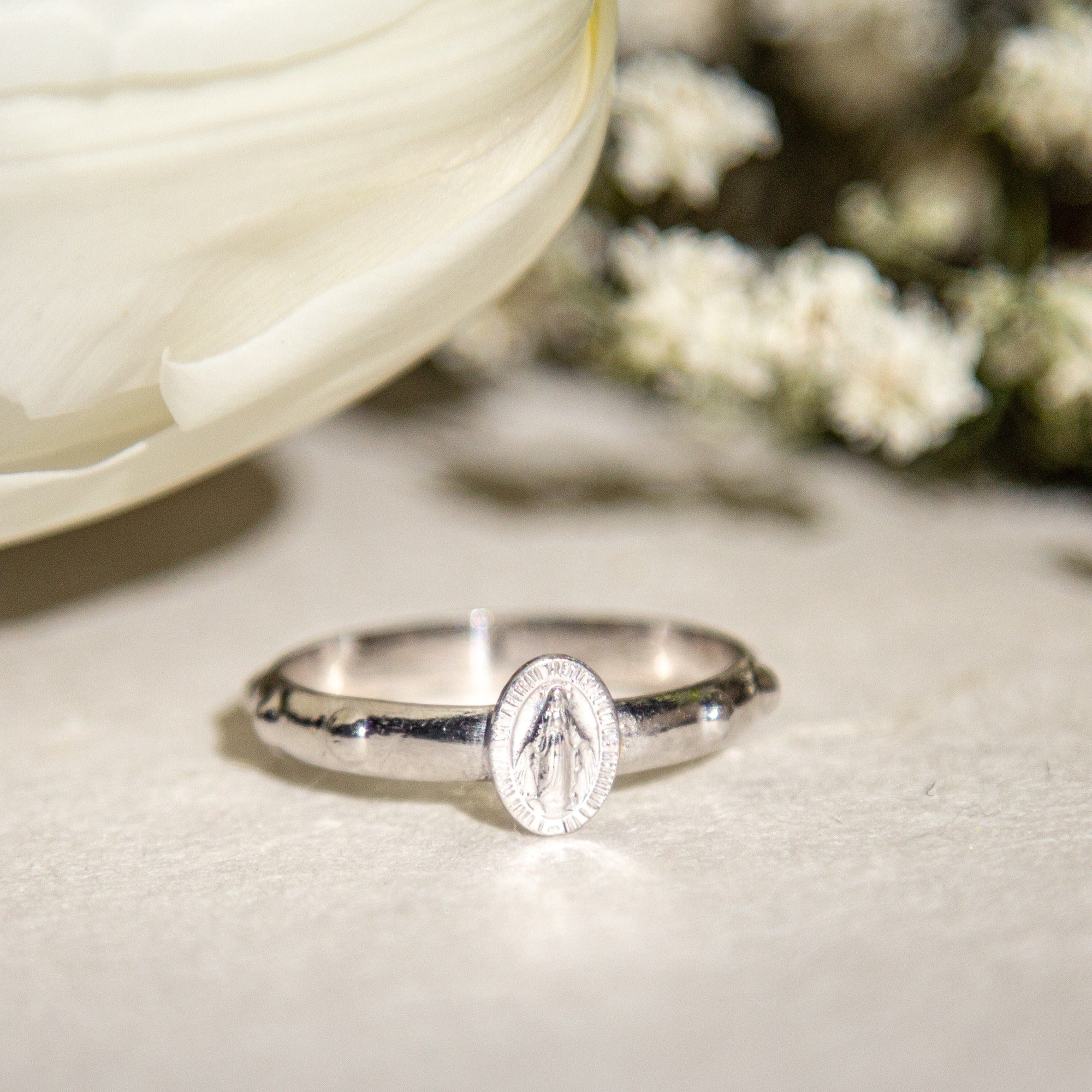 Sterling Silver Miraculous Medal Rosary Ring | The Catholic Company®