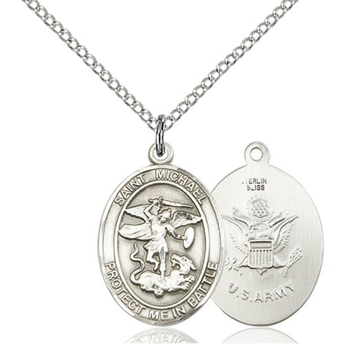 Sterling Silver St. Michael the Archangel Pendant/Army