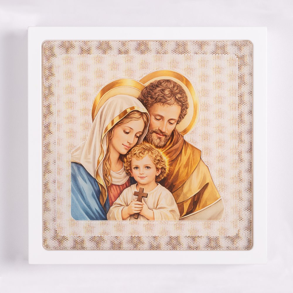 Italian Holy Family Wood Plaque - 6.7"