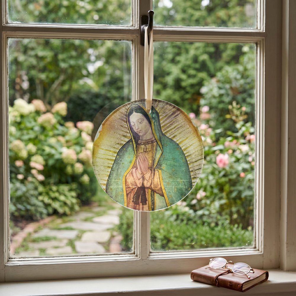 Our Lady of  Guadalupe's Tilma Glass Suncatcher - 6"