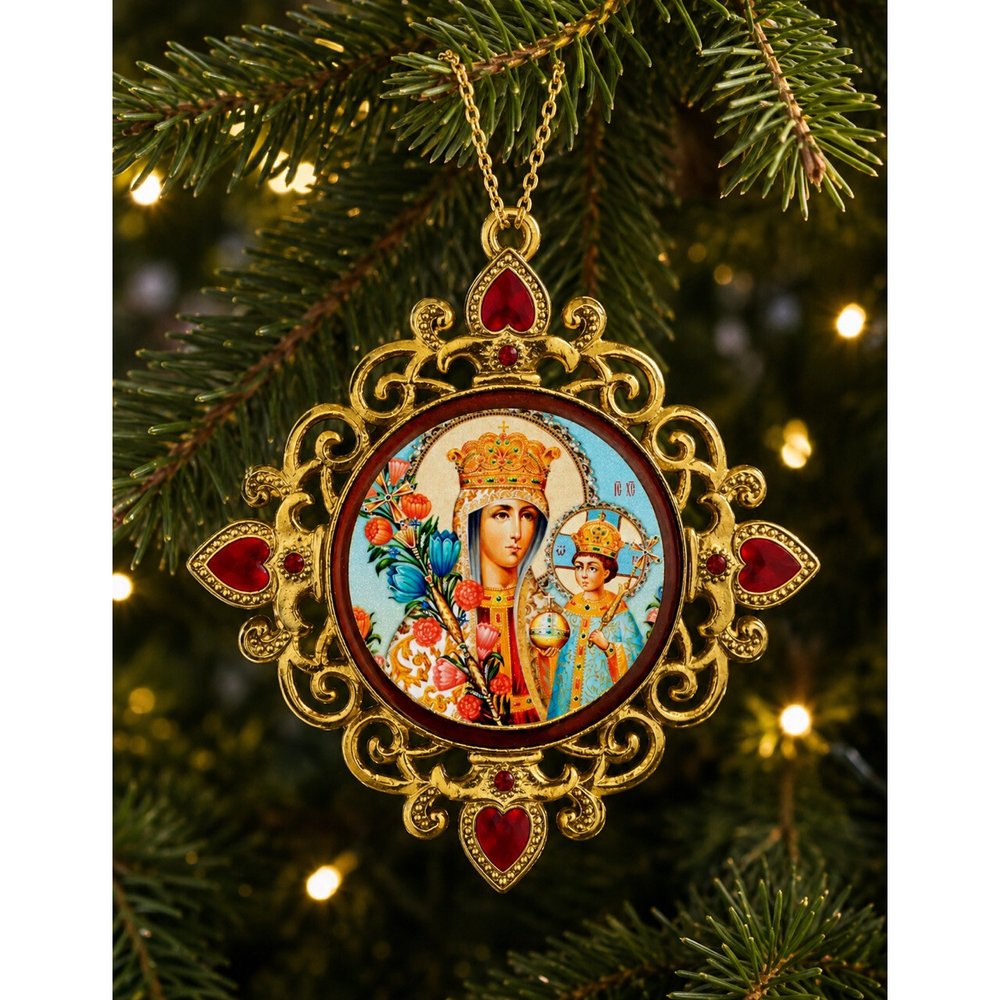 Virgin Mary Unfading Bloom Jeweled Icon Ornament