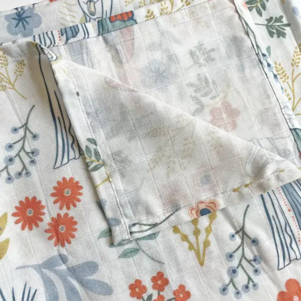 Our Lady of Lourdes & St. Bernadette Beige Muslin Swaddle Blanket