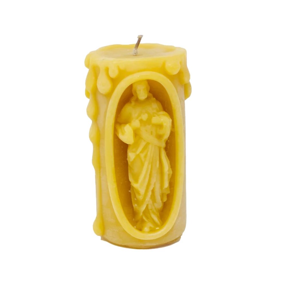 Hand-Poured Sacred Heart Beeswax Candle