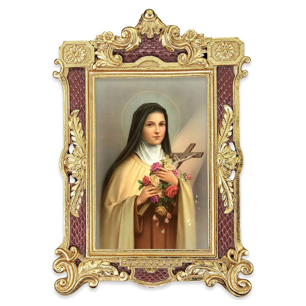 St. Therese Print in Ornate Red & Gold Frame - 5" x 7"