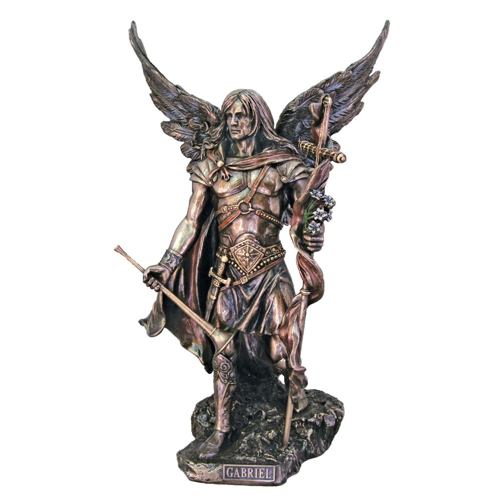Saint Gabriel Bronze Finish Statue, 13"