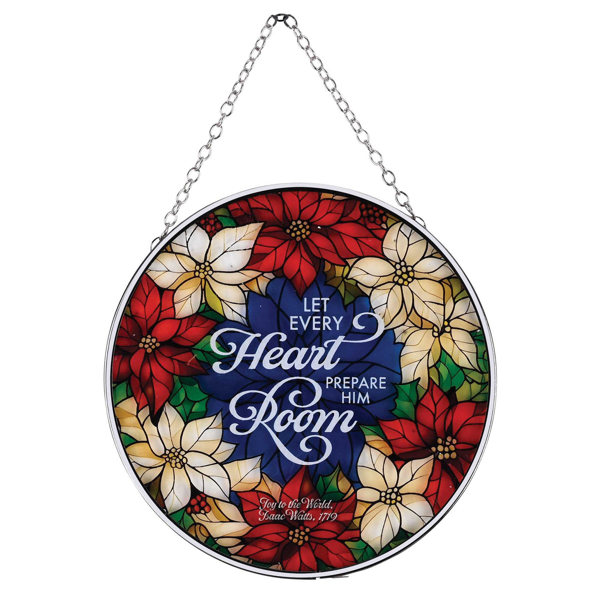 Let Every Heart Prepare Him Room Christmas Poinsettias Suncatcher