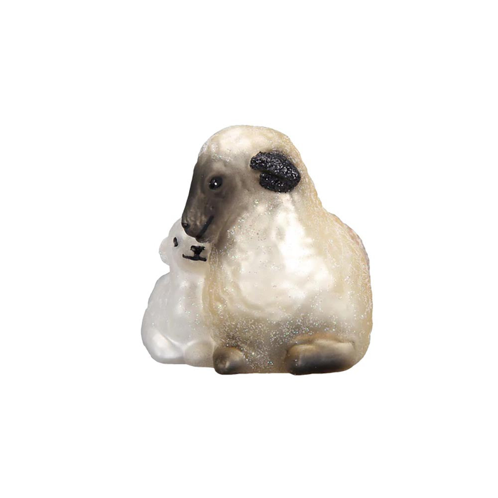 Sheep with Lamb Blown Glass Ornament