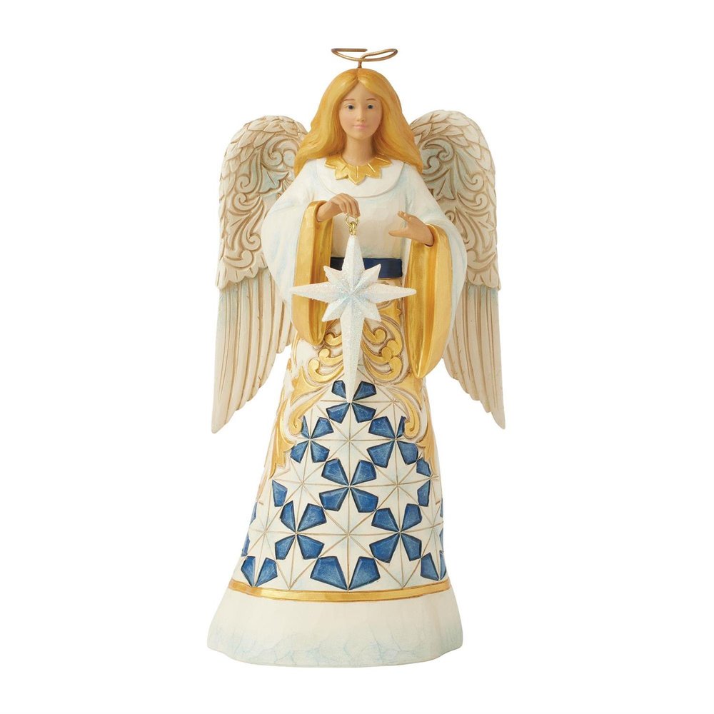 Jim Shore Blue & Gold Angel Figurine - 8.46"