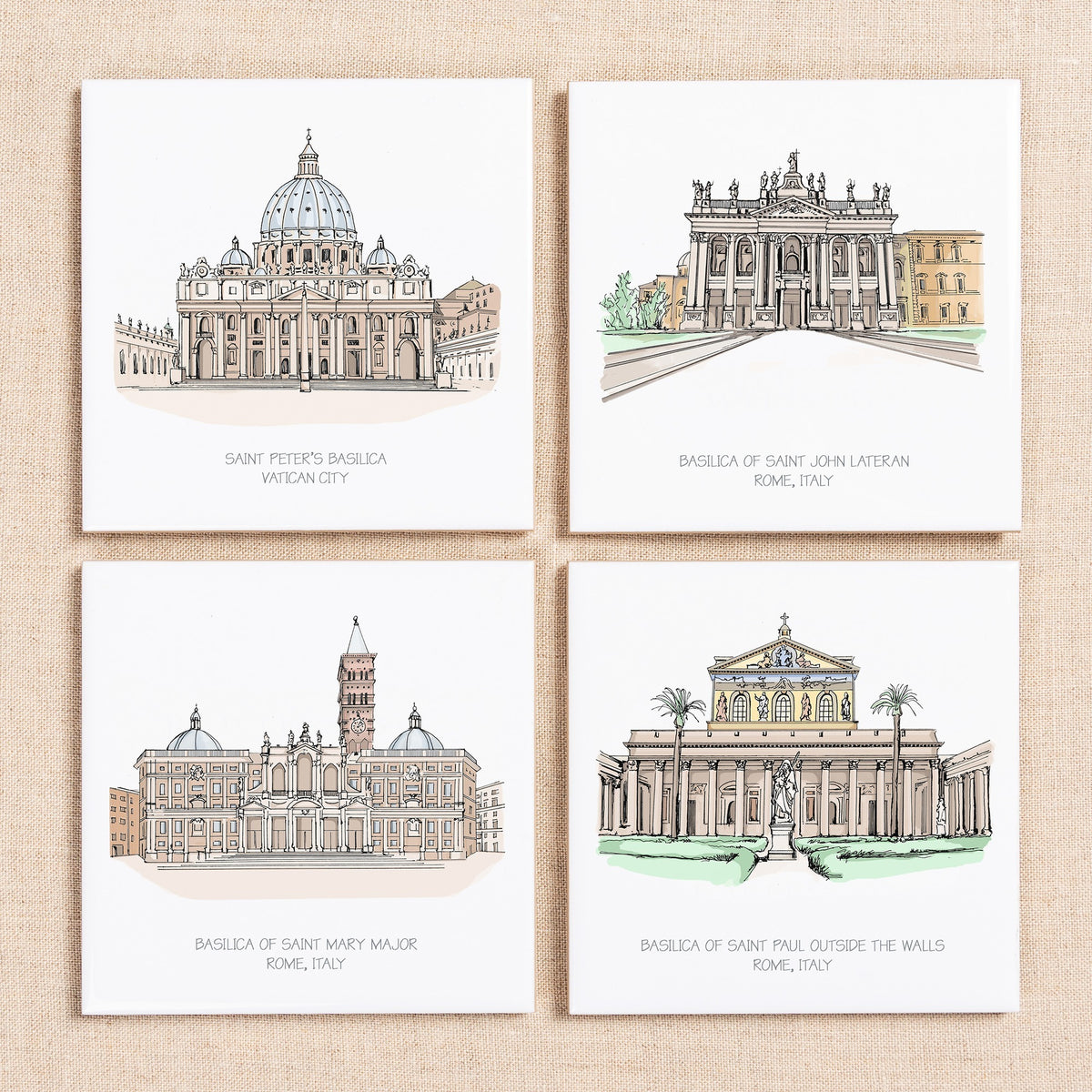 Major Basilicas Coasters - Set of 4