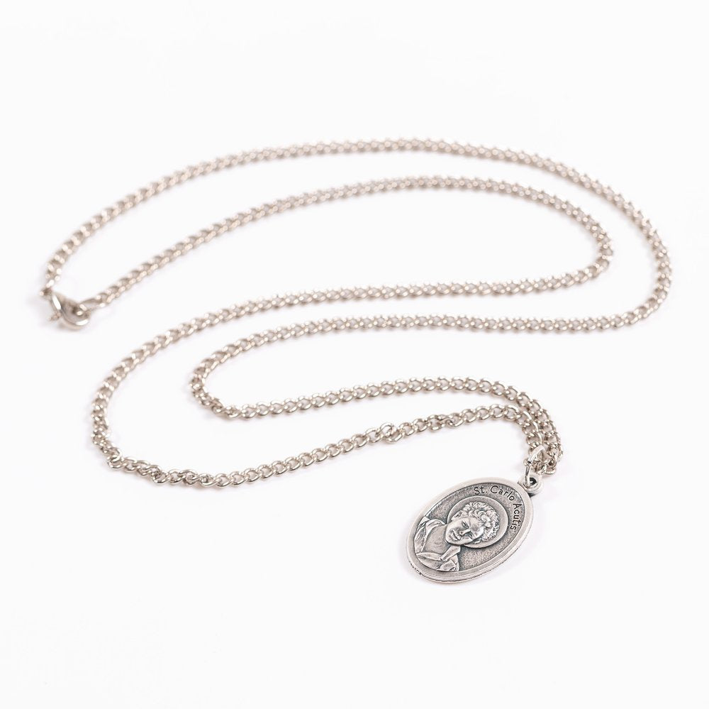 Italian St. Carlo Acutis Medal Necklace - 20"