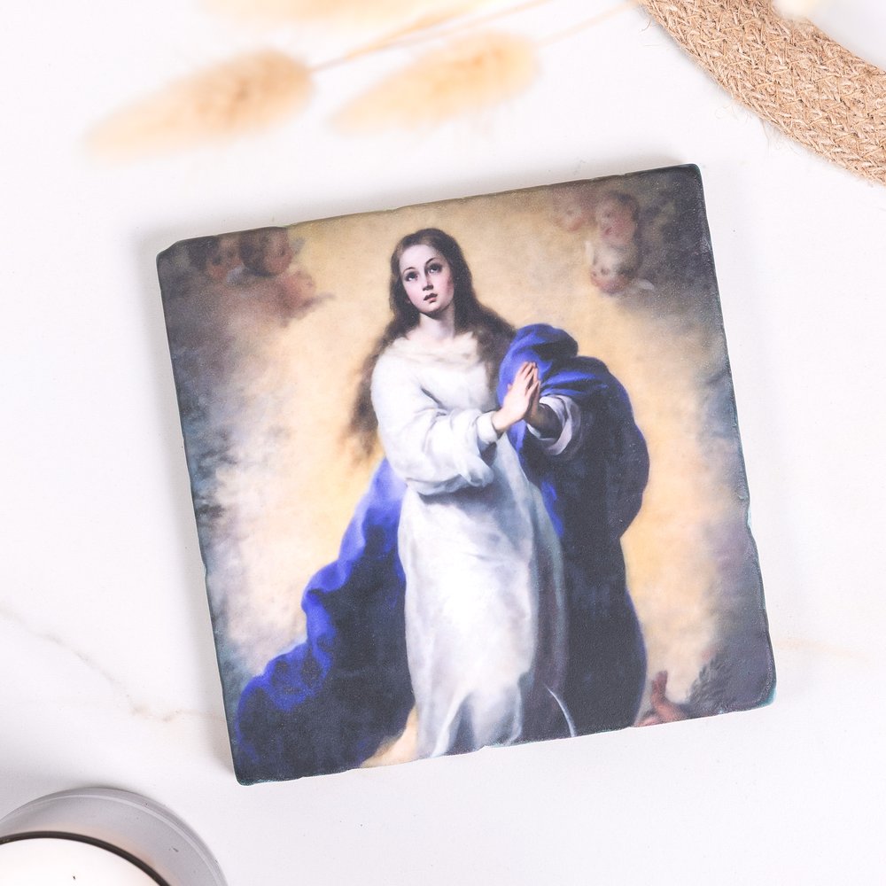 Murillo's Immaculate Conception Tumbled Stone Tile - 6" x 6"