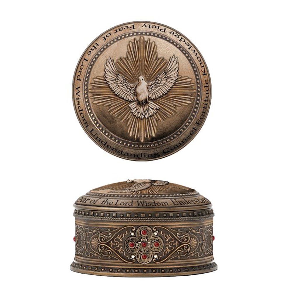 Hand Painted Bronzed Holy Spirit Keepsake Box