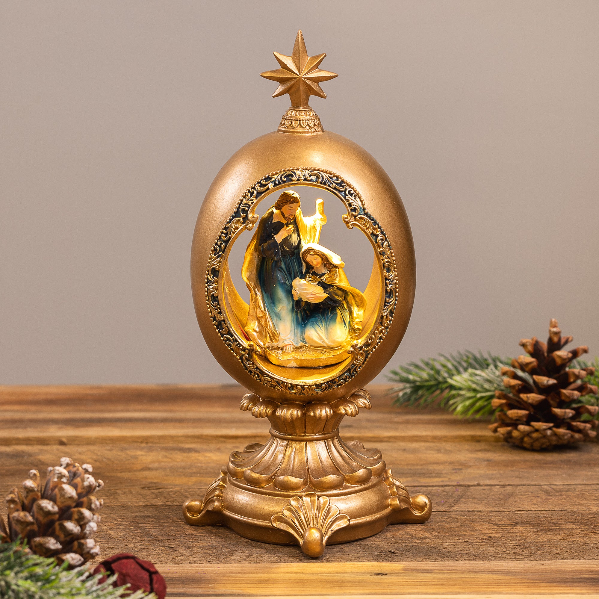 Lighted Holy Family Finial - 9.5"