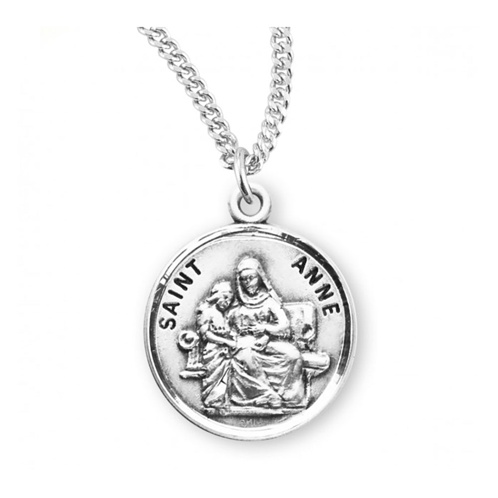 Petite Sterling Round St. Anne Medal Necklace