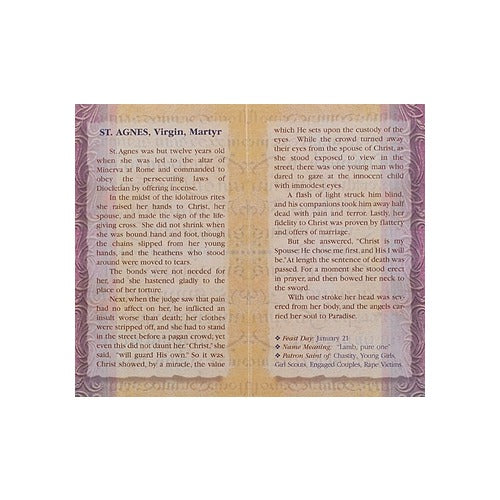 St. Agnes - Mini Lives of the Saints Folded Prayer Card