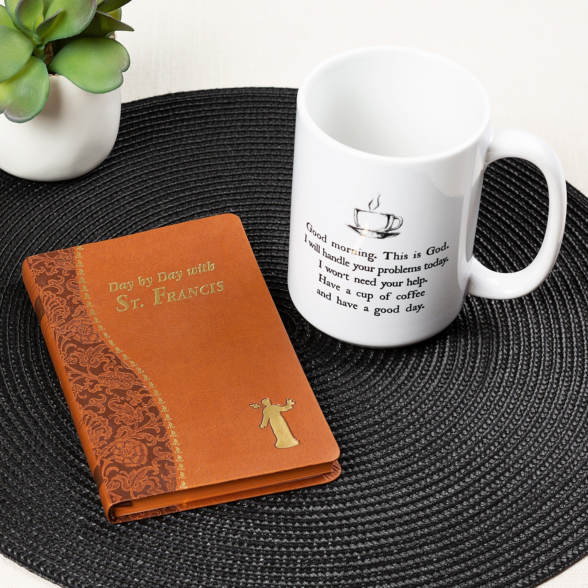 Day by Day with St. Francis Book & Good Morning from God White Mug Gif