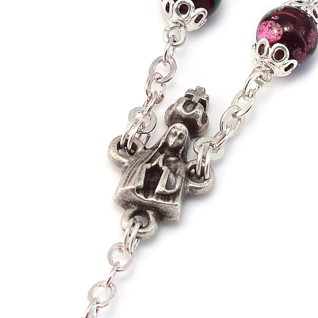 Fatima Crown Marbled Crimson Rosary