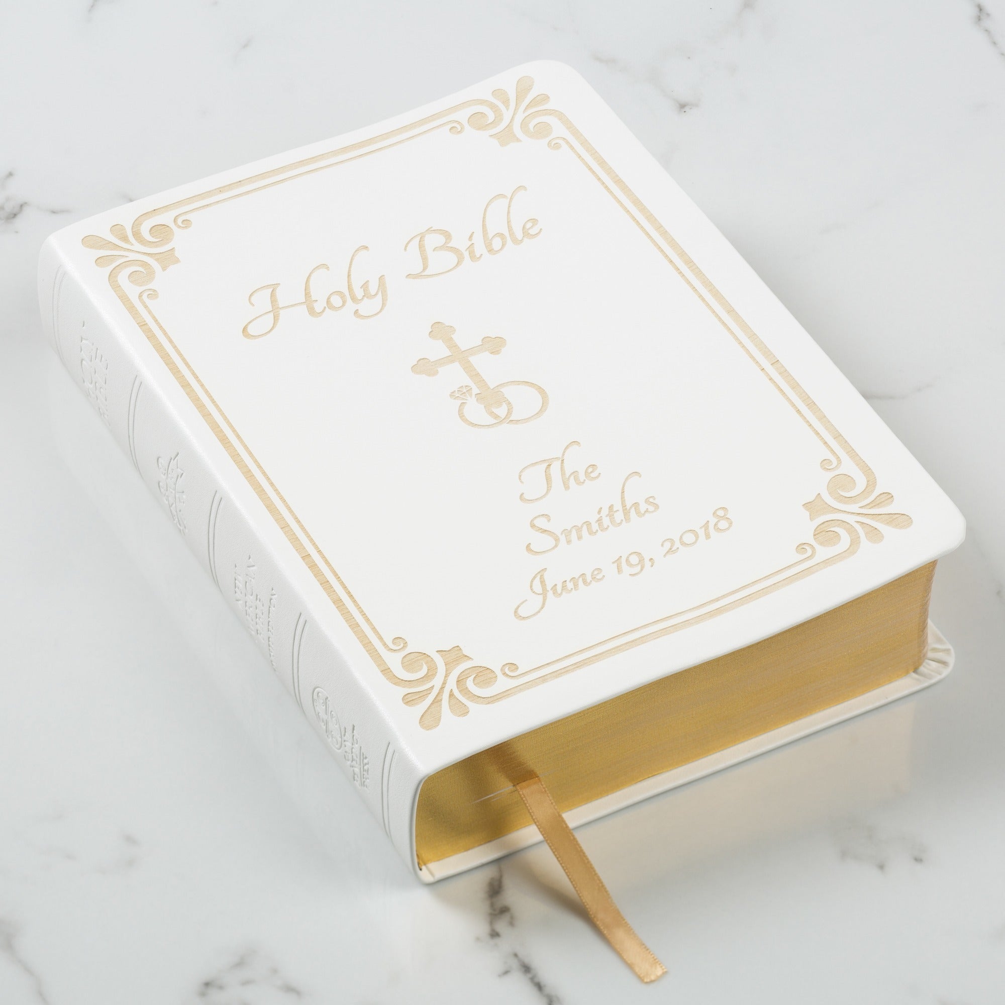Personalized Holy Matrimony Wedding Rings & Cross Bible