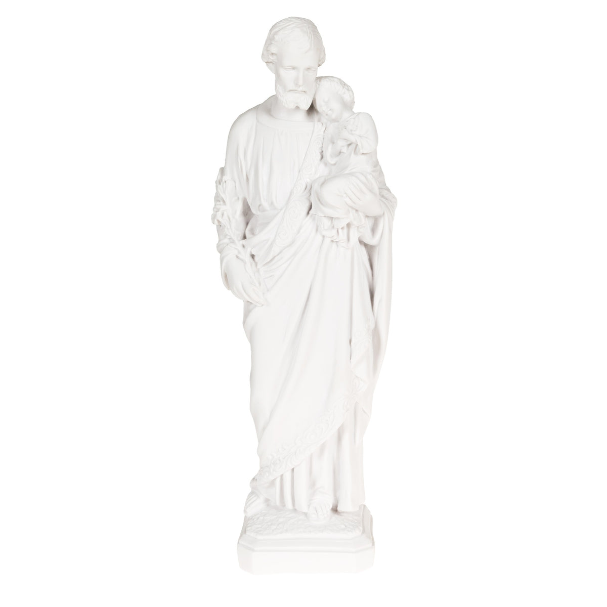 Italian St. Joseph Statue with White Finish - 15.7"