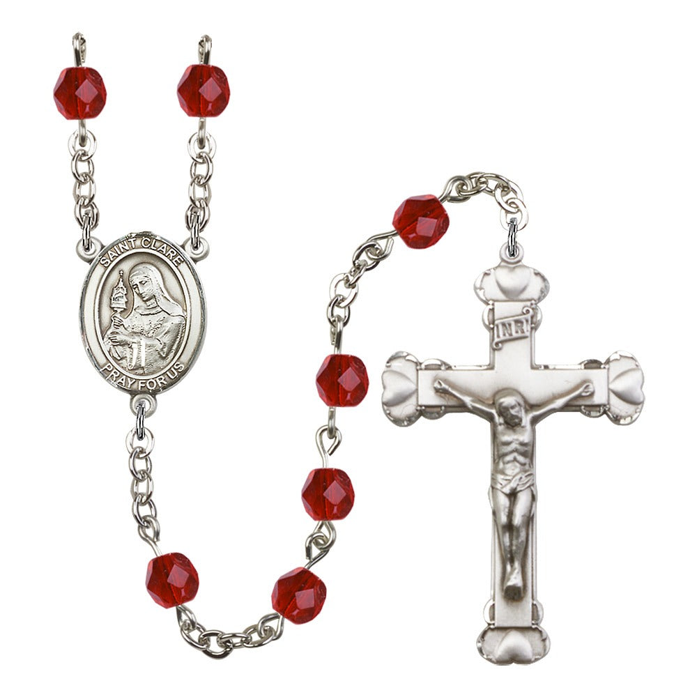 St. Clare Of Assisi Red July Rosary 6mm | The Catholic Company®