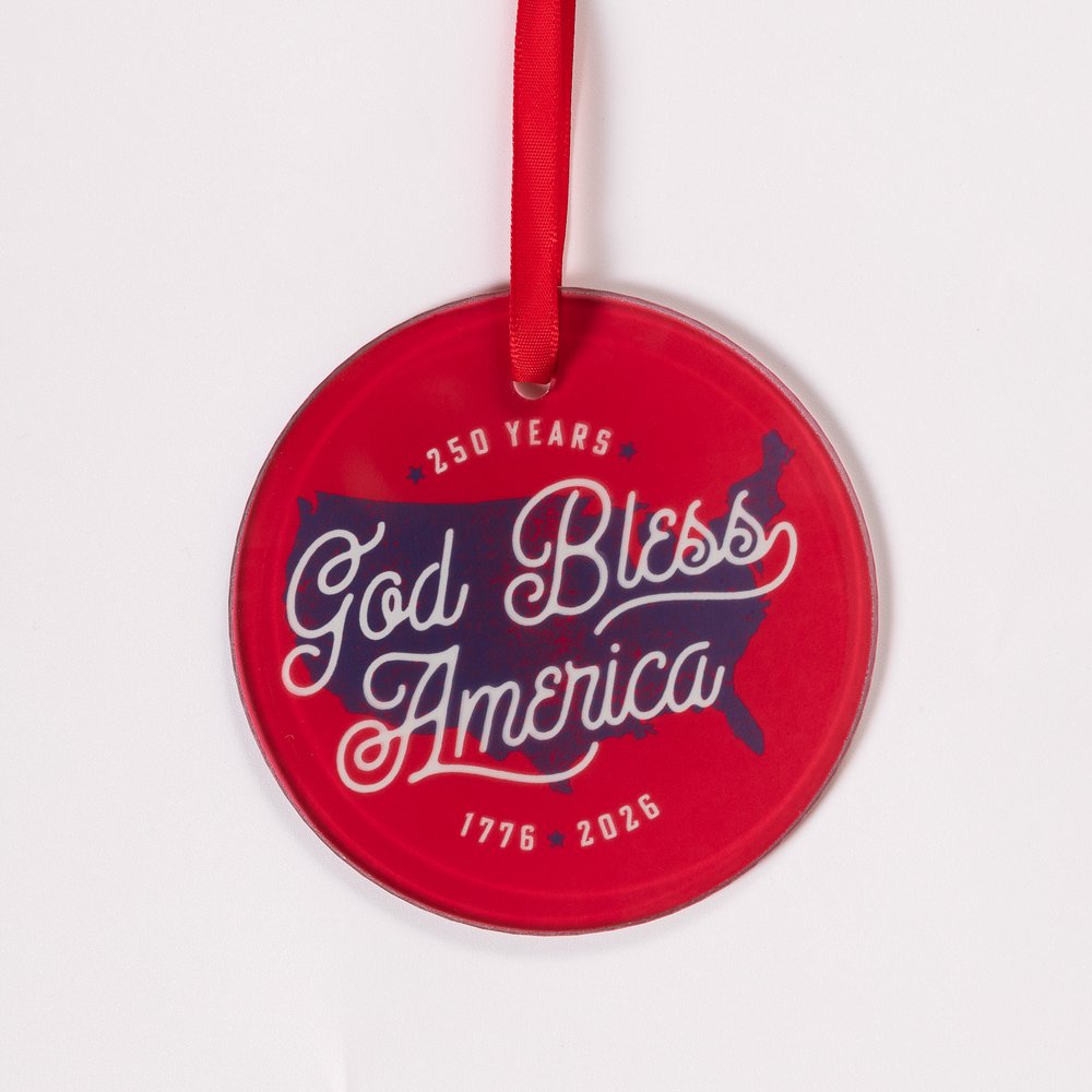 God Bless America 250th Commemorative Glass Ornament