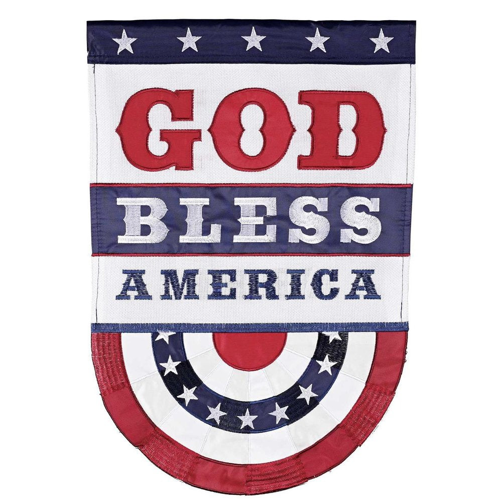 God Bless America Bunting Style Garden Flag