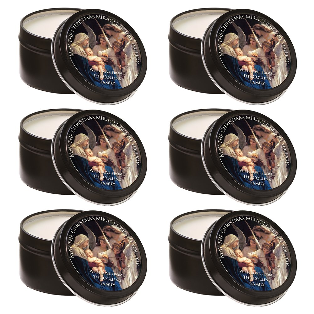 Personalized Song of Angels Christmas Travel Tin Candles - Set of 6