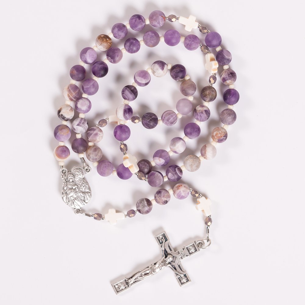 St Joseph Head of the Holy Family Natural Amethyst Rosary