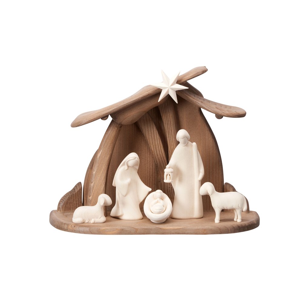 Italian Hand-Carved Contemporary Nativity Set - 7 Pieces