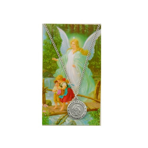 Guardian Angel Medal Necklace & Laminated Prayer Card
