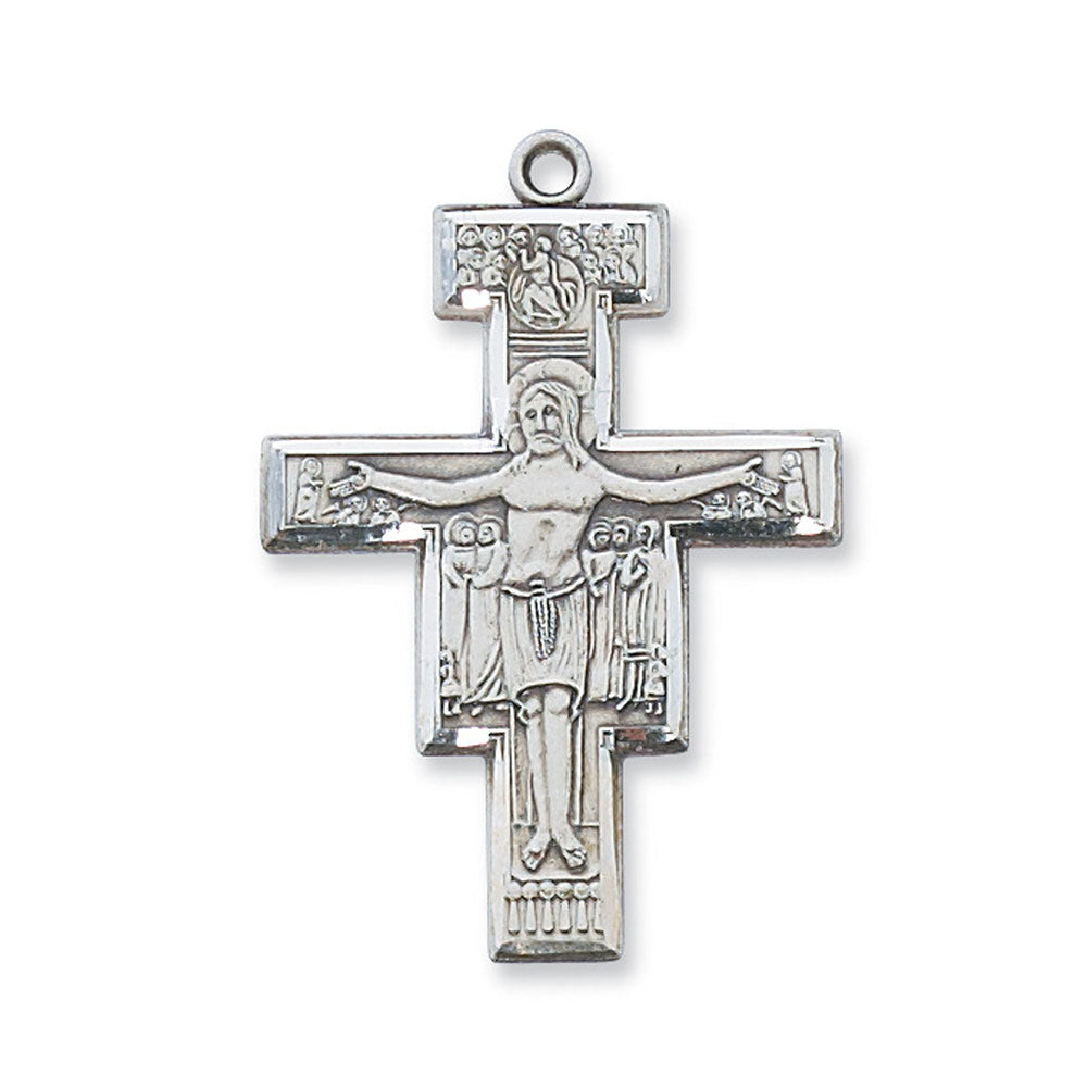 Sterling Silver San Damiano Crucifix Necklace - 20"