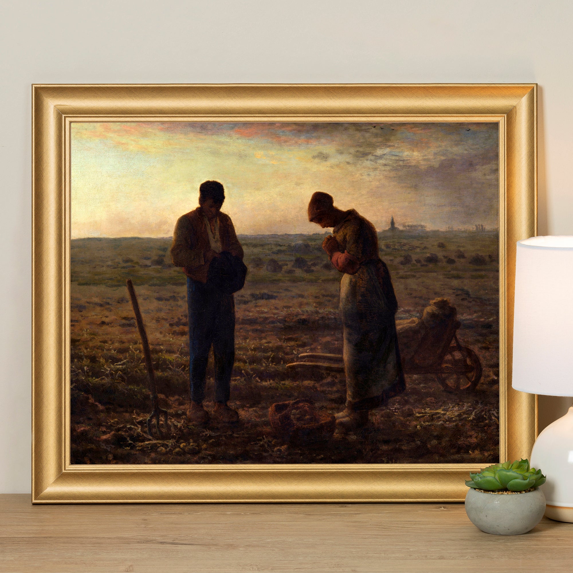 The Angelus Antique Gold Framed Print - 12x16