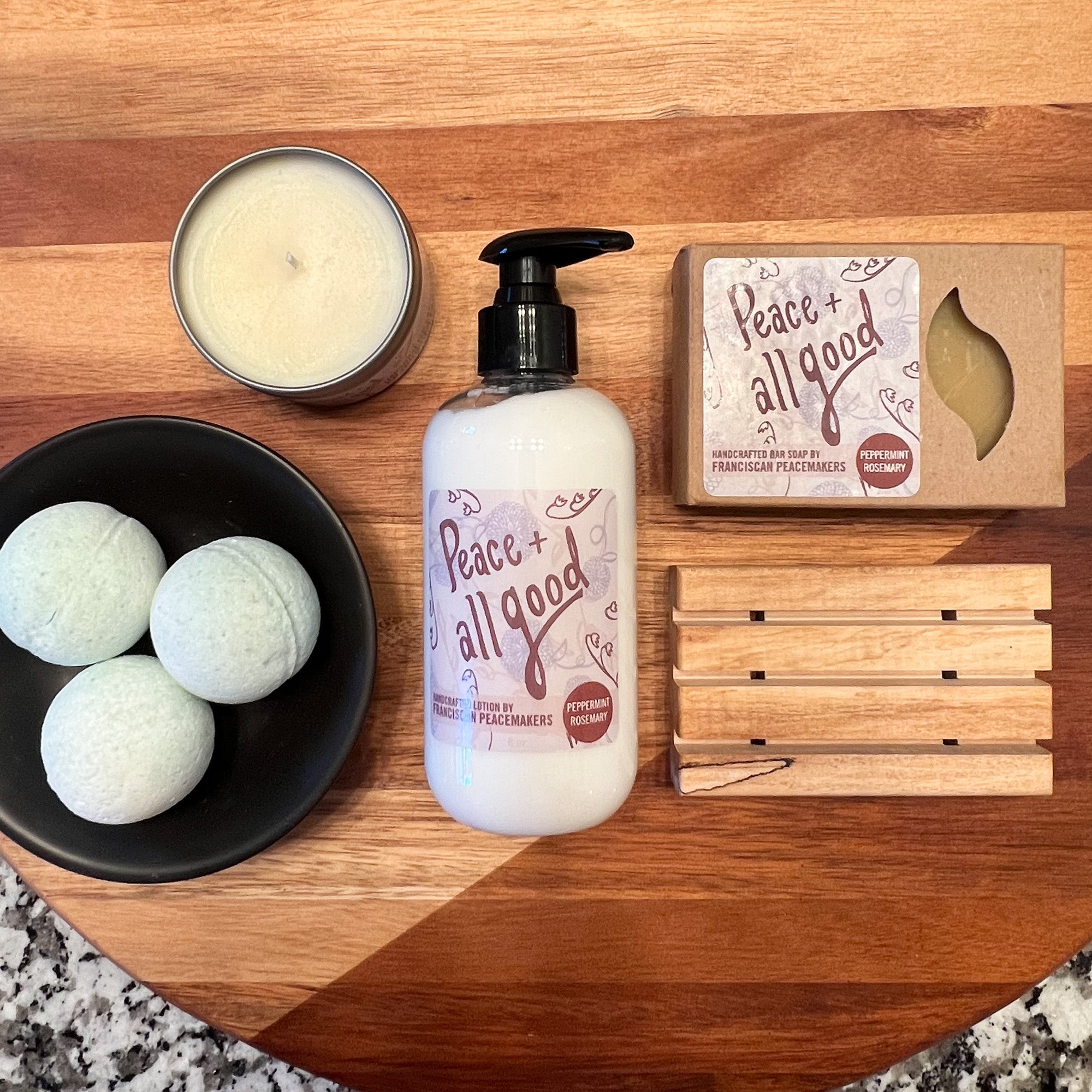 Peace & All Good Gift Set - Peppermint Rosemary + Pinecone Candle