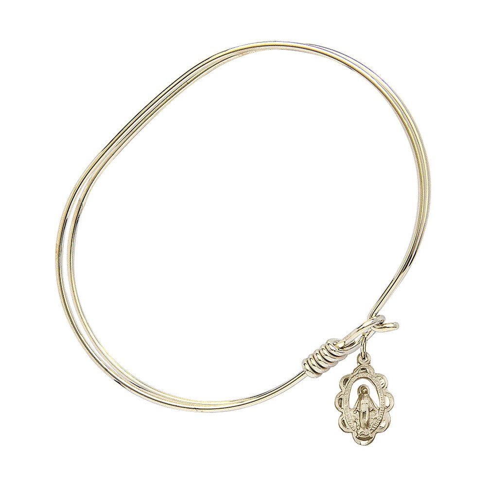 Adult 7" Oval Gold Plated Bangle Bracelet with Miraculous Charm - 2555005