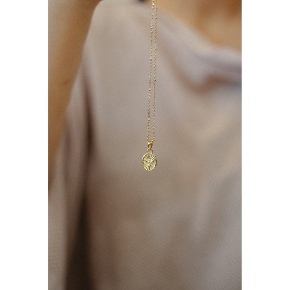 Gold Oval Holy Spirit Dove Necklace