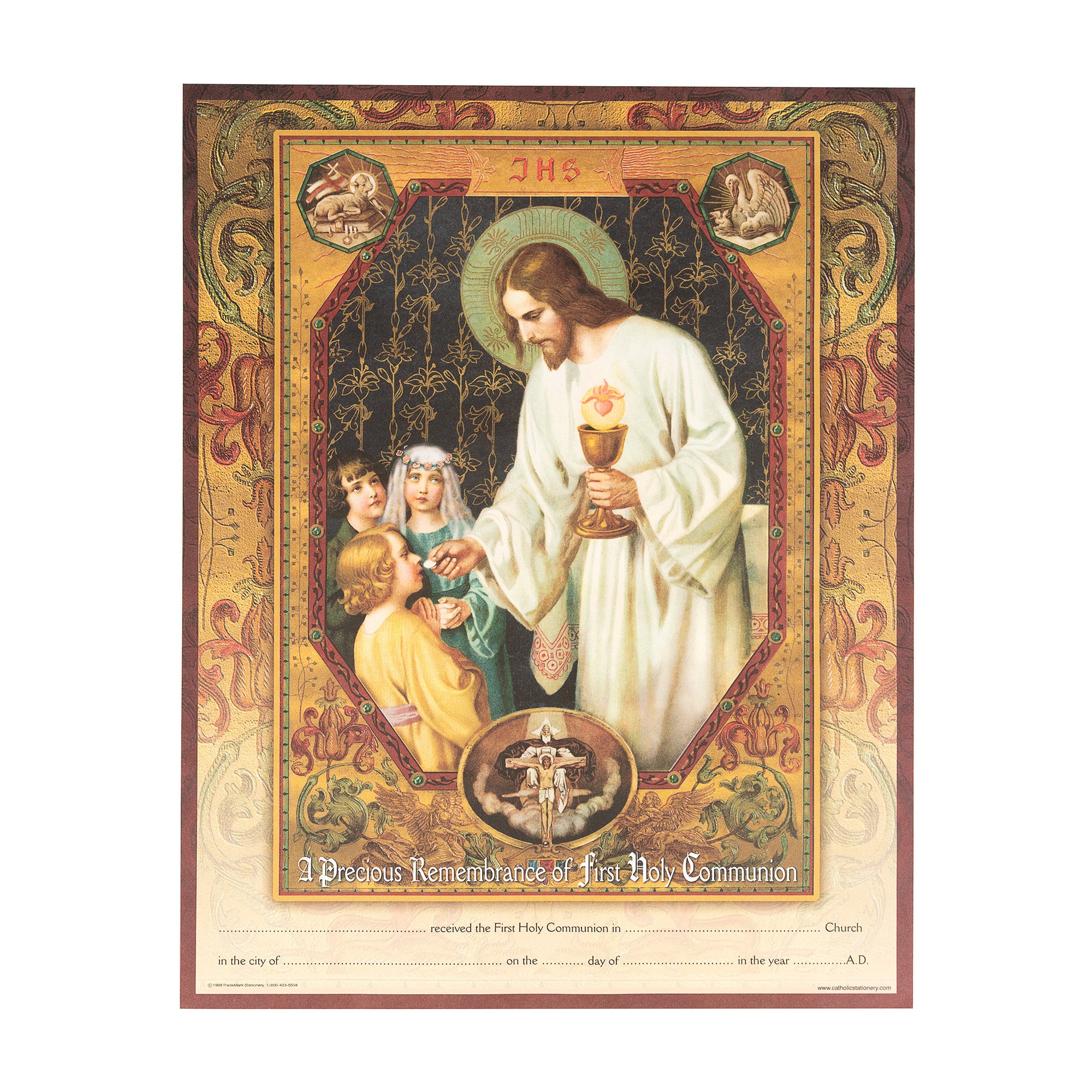 Heirloom Gold Framed First Holy Communion Certificate - 11 x 14