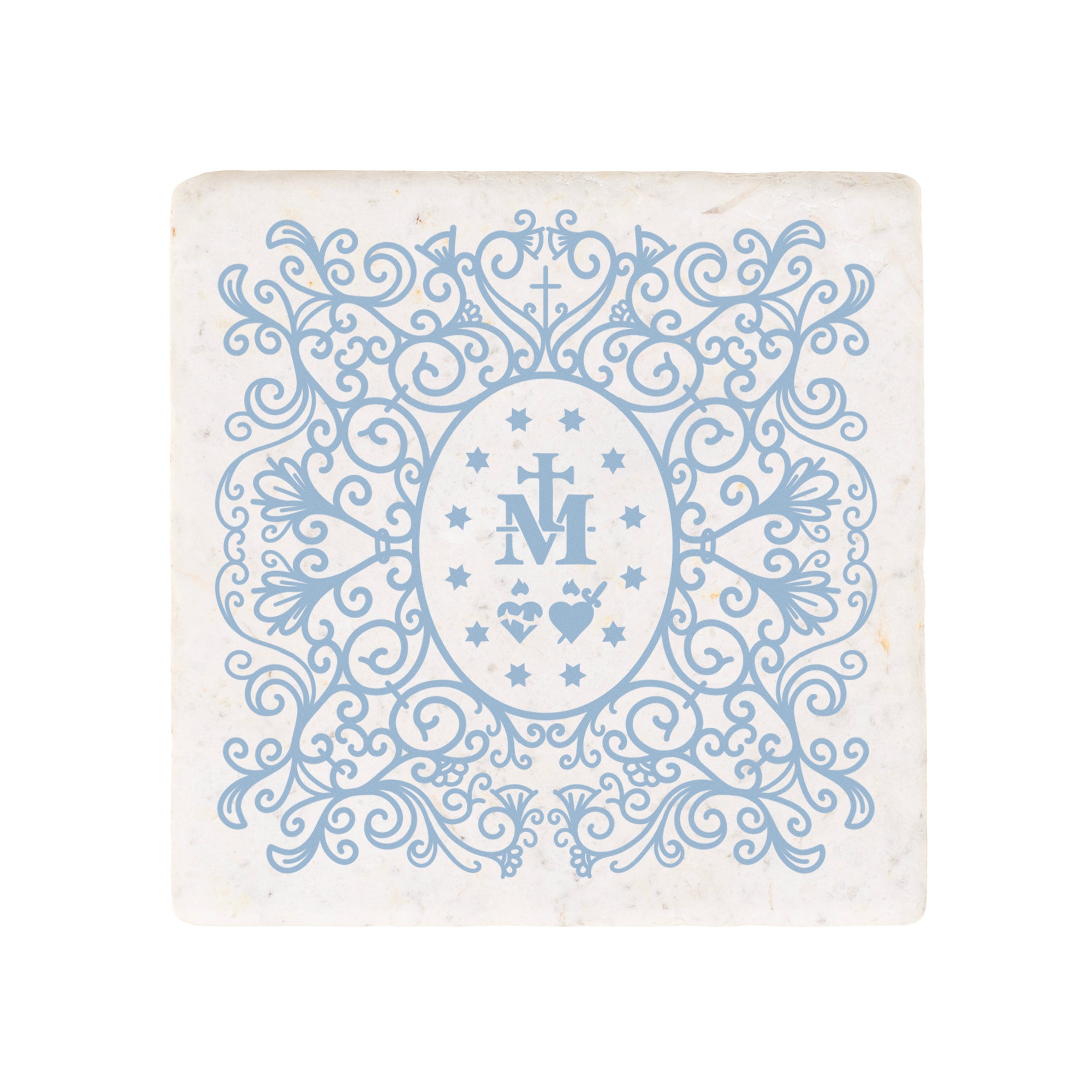 Miraculous Medal Filigree Stone Coaster