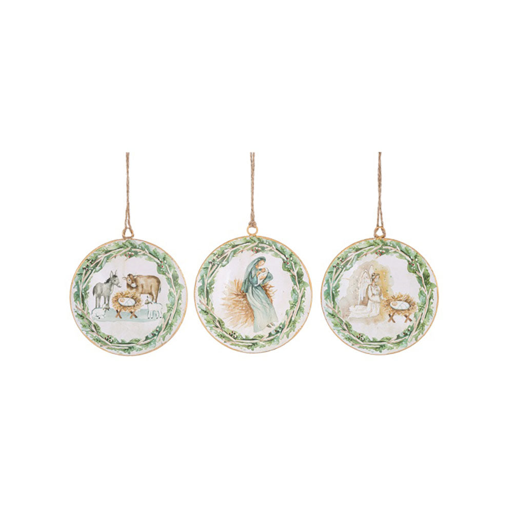 Watercolor Nativity Scene Ornaments - Set of 3