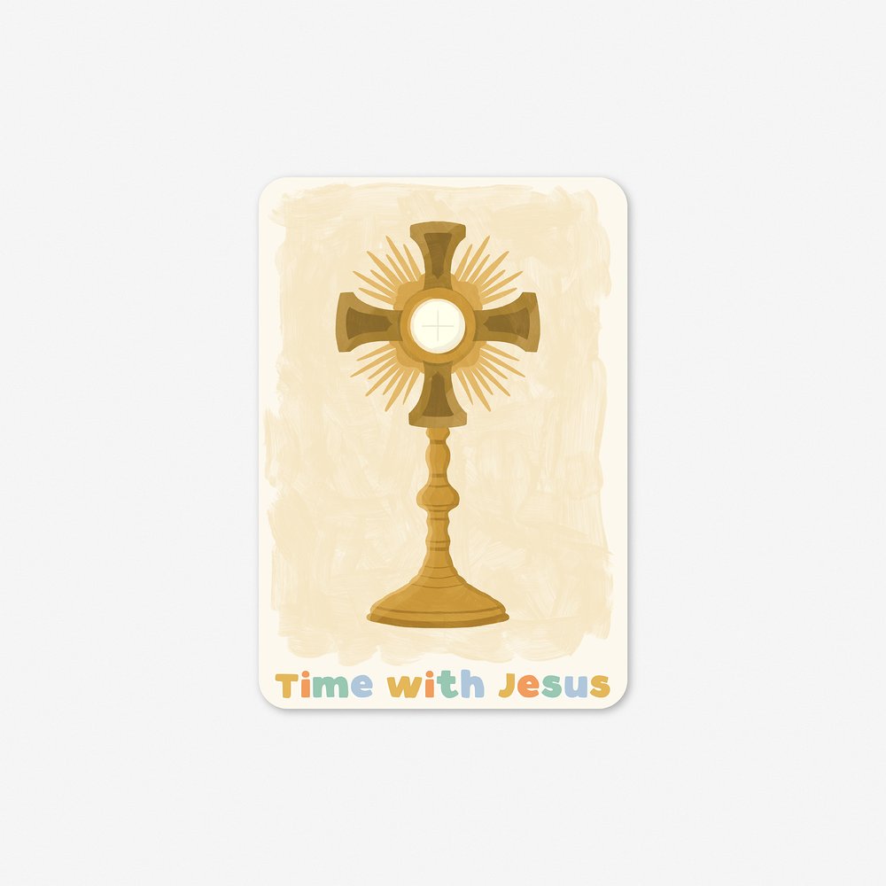 Personalized First Communion Water Bottle & Rosary Gift Set with Stickers