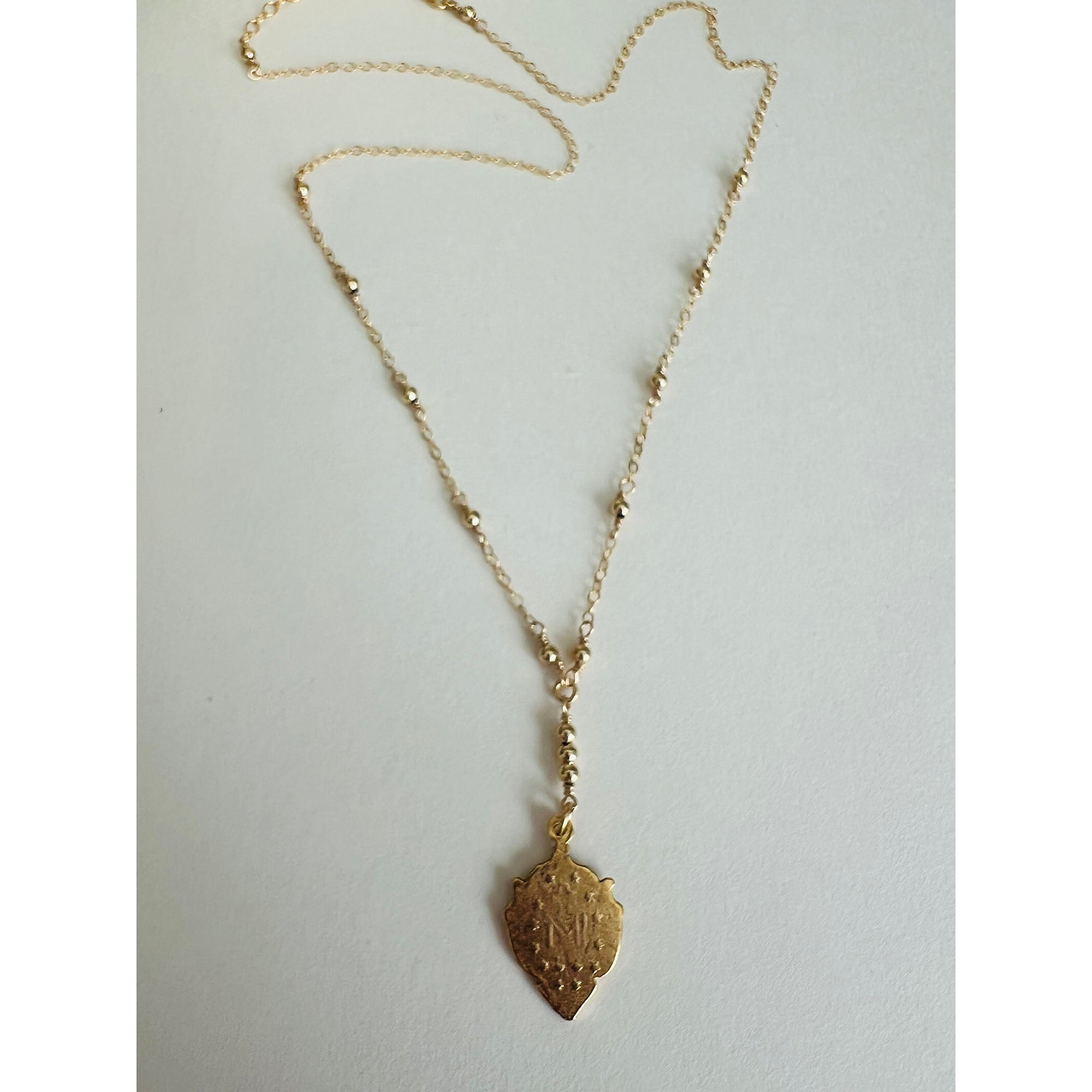 Gold Miraculous Mary Decade Rosary Necklace