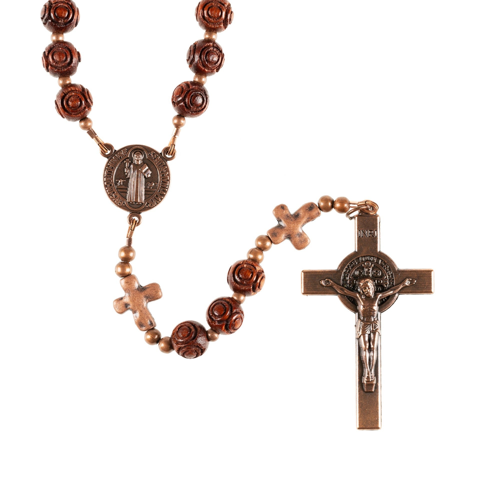 St. Benedict Wood Bead Rosary