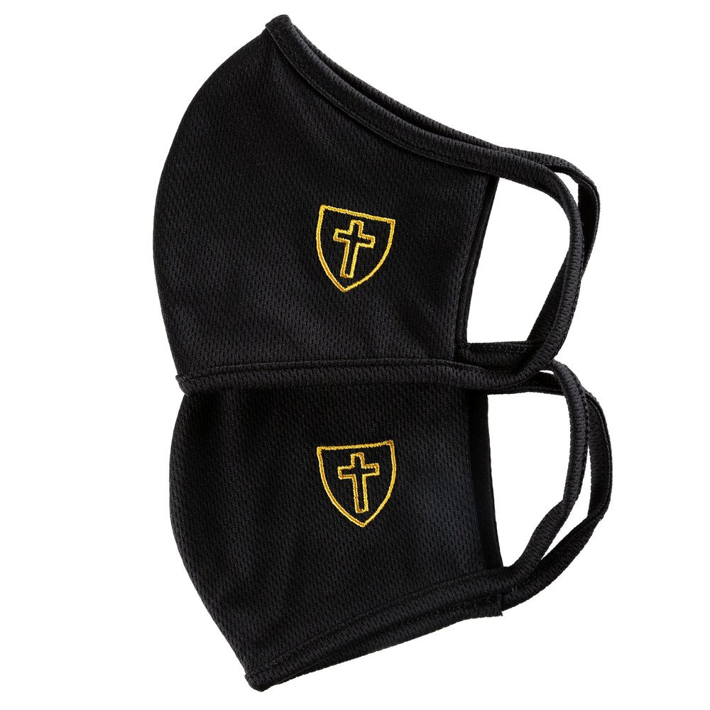 Children's Face Mask with Cross, Black (Pack of 2)