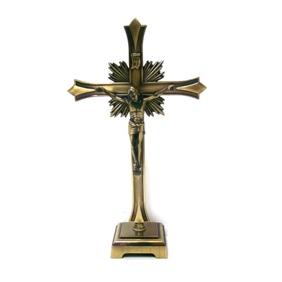 Contemporary Bronze Standing Crucifix - 8"
