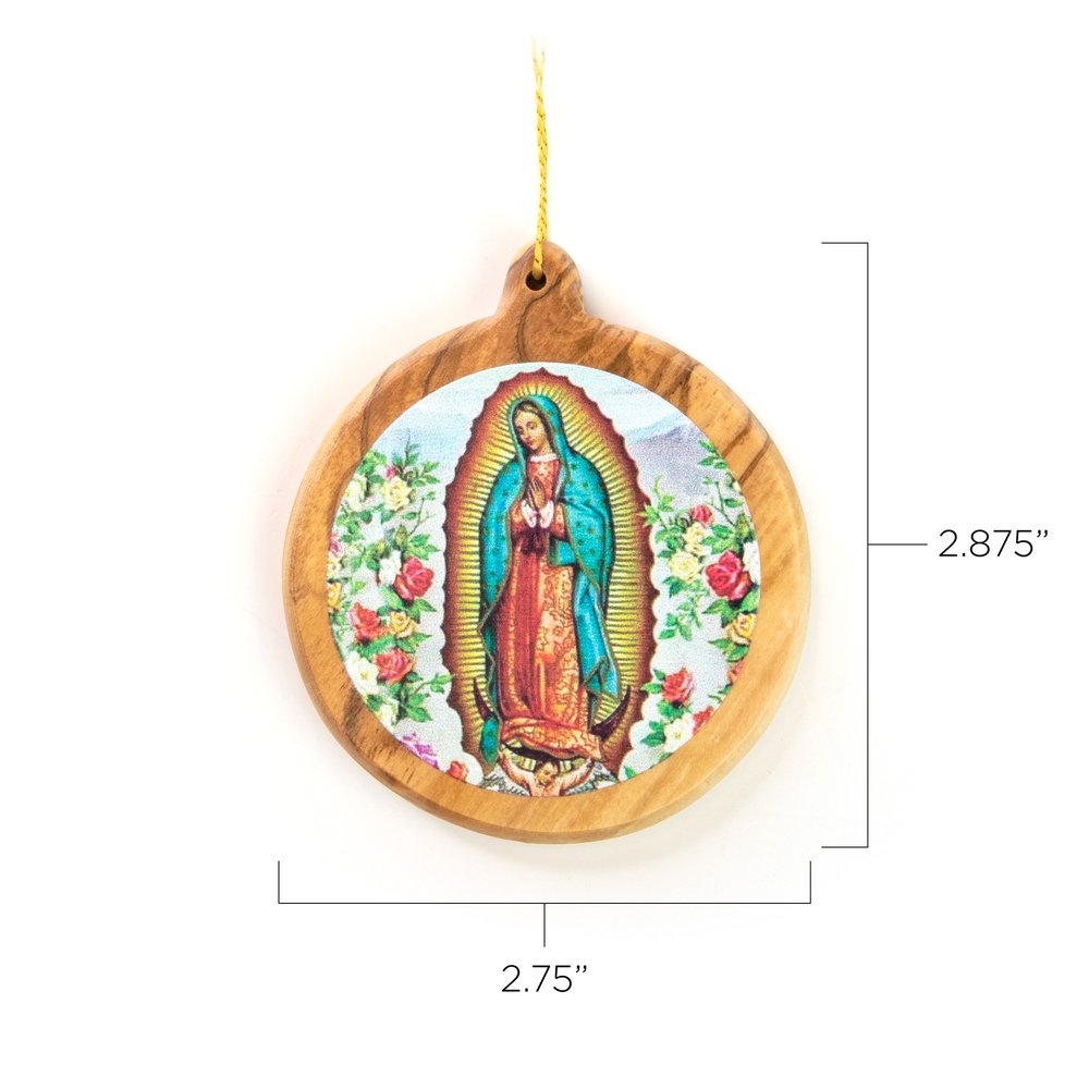 Thick Cut Olive Wood Our Lady Of Guadalupe Ornament